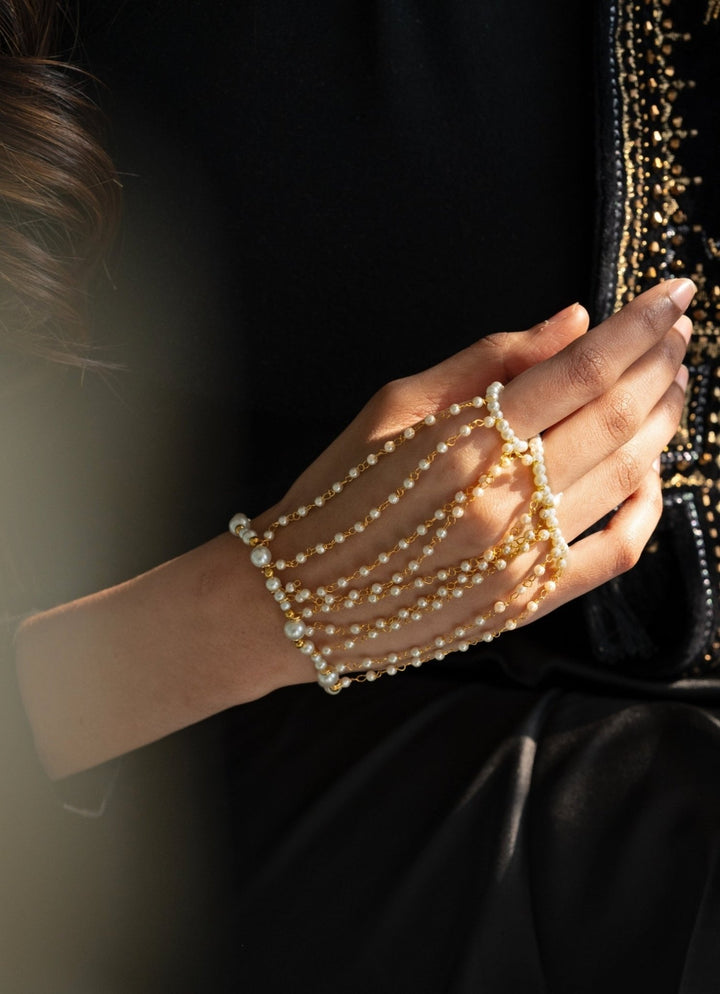 Do Taara Gold Pearl Hathphool BraceletFabilicious Fashion