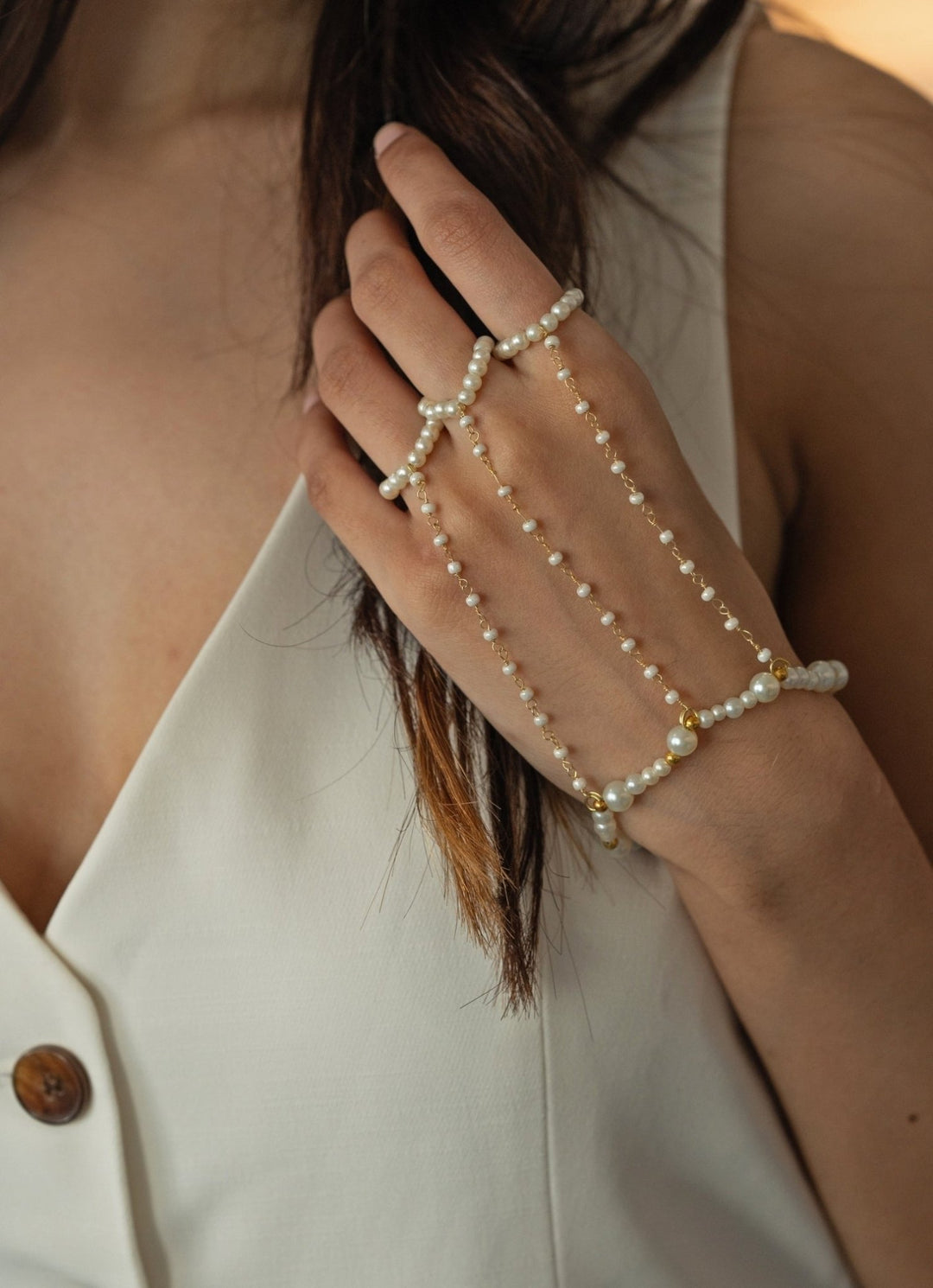 Do Taara Gold Pearl Hathphool BraceletFabilicious Fashion