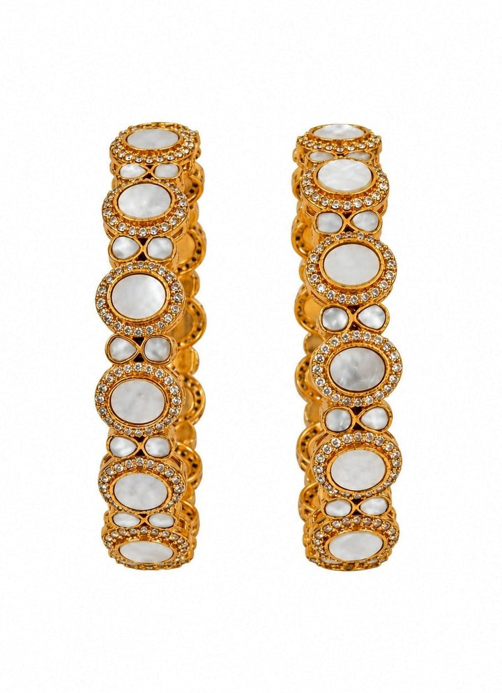 Vivinia By Vidhi Mehra Gold Pearl Kundan Halo BanglesFabilicious Fashion