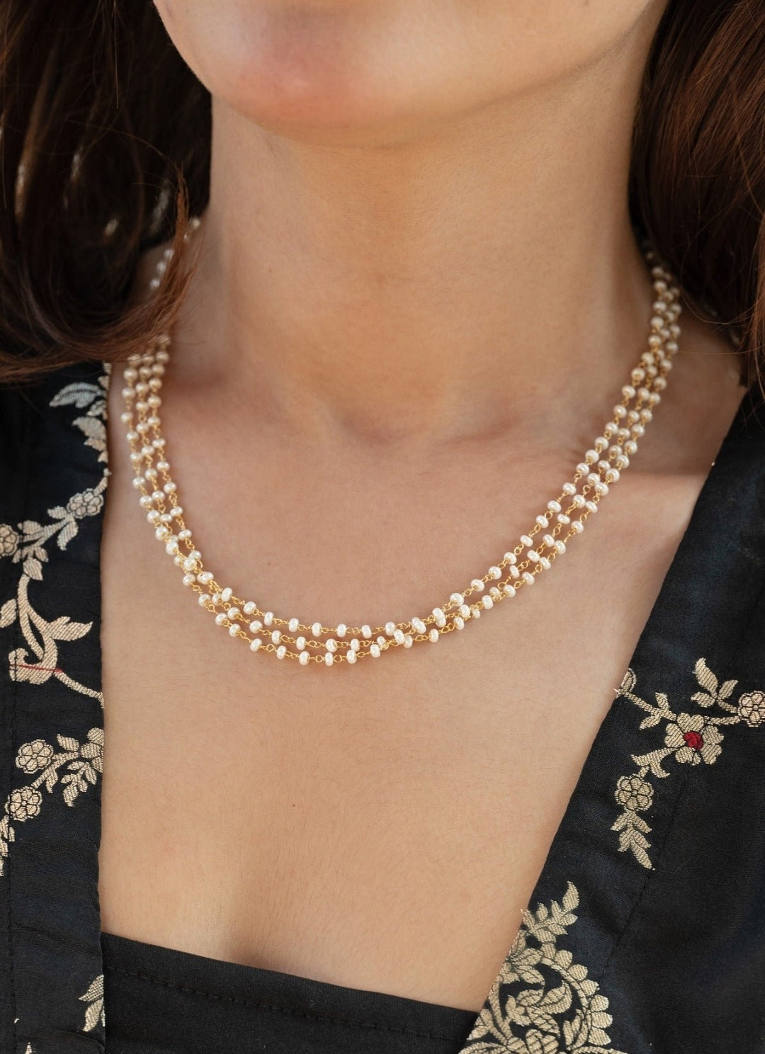 Do Taara Gold Pearl Layered NecklaceFabilicious Fashion