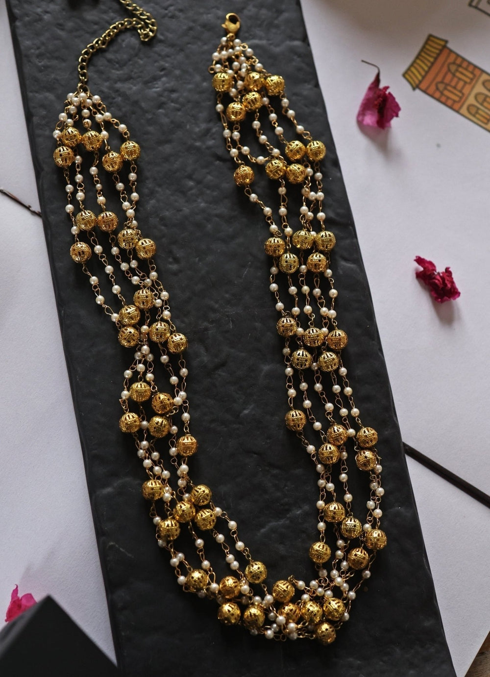 Do Taara Gold Pearl Layered NecklaceFabilicious Fashion