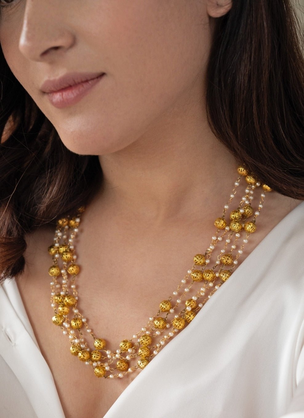 Do Taara Gold Pearl Layered NecklaceFabilicious Fashion