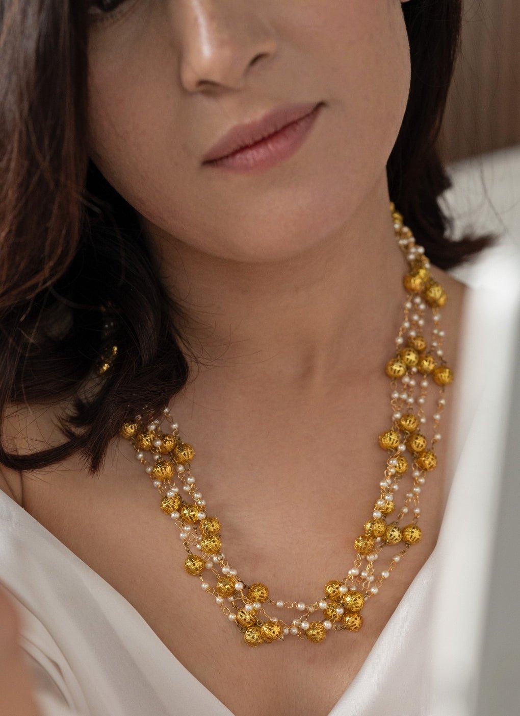 Do Taara Gold Pearl Layered NecklaceFabilicious Fashion