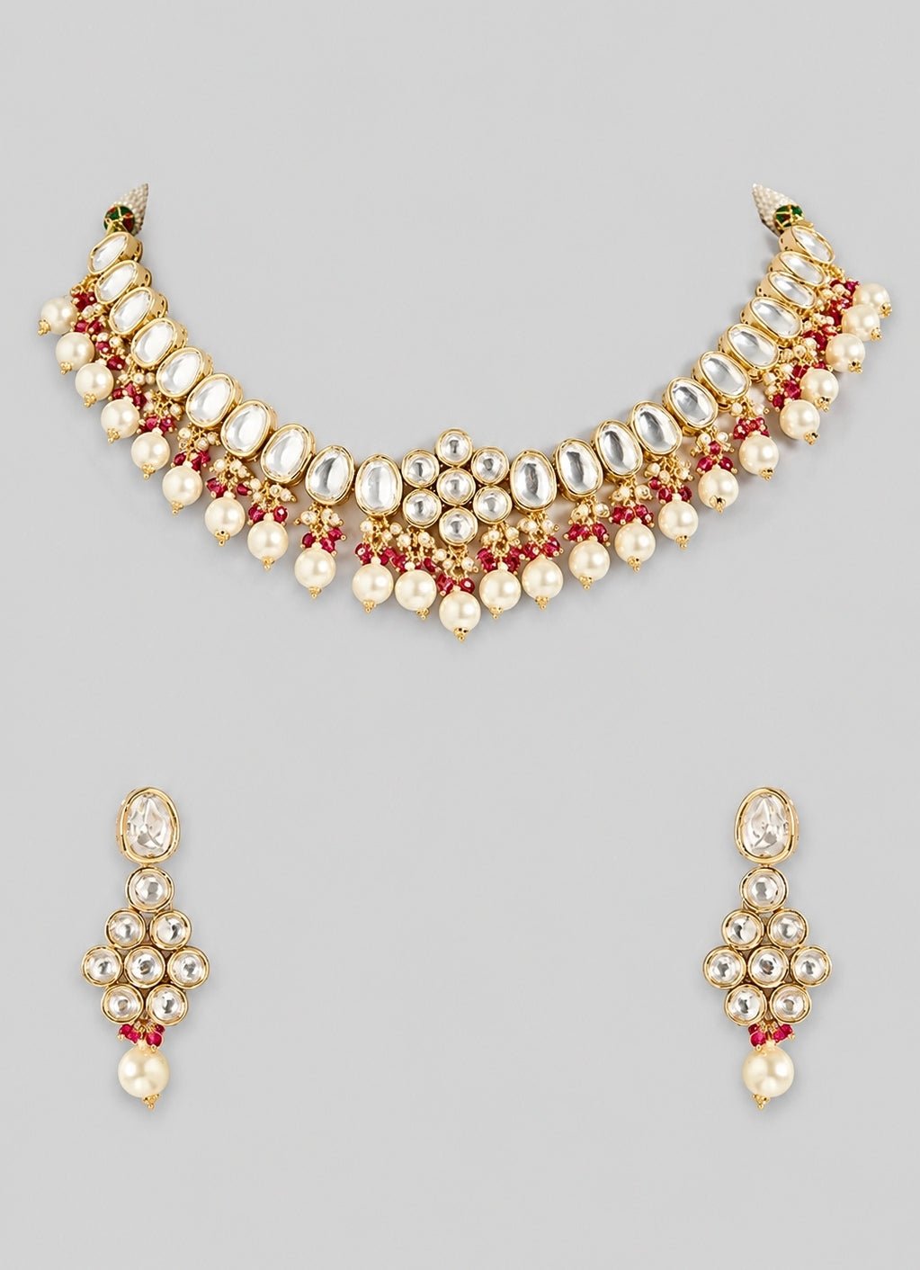 Zevar by Geeta Gold Pearl Necklace SetFabilicious Fashion