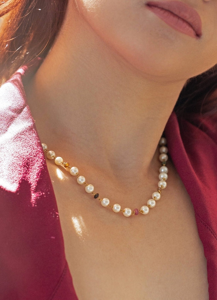 Do Taara Gold Pearl String NecklaceFabilicious Fashion