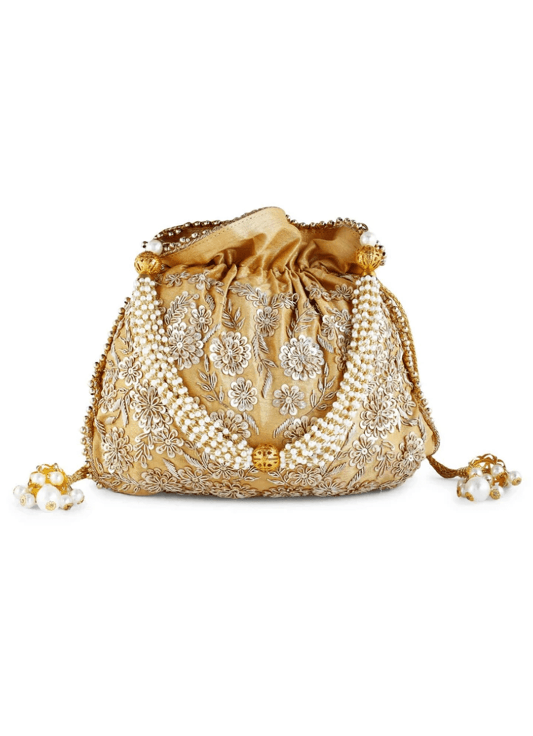 Gold Pearl Studded Potli The Purple Sack - Fabilicious Fashion