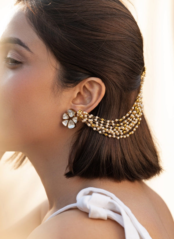 Gold Pearls Ear Chain