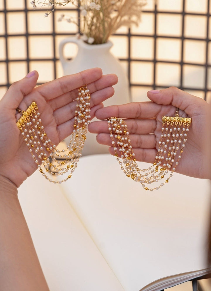 Do Taara Gold Pearls Ear ChainFabilicious Fashion