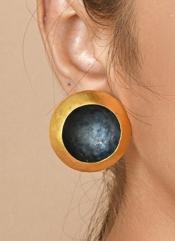 Gold Plated and Handcrafted Dual - color Stud Earrings Zaza By Somya - Fabilicious Fashion