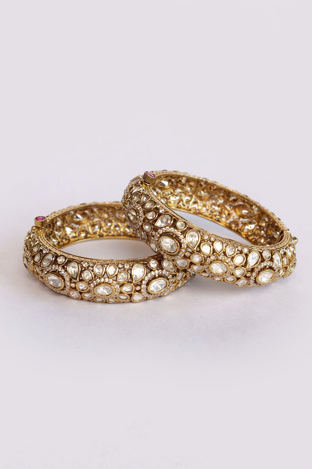 Gold Plated Antique Kundan Polki Kadas Zevar by Geeta - Fabilicious Fashion