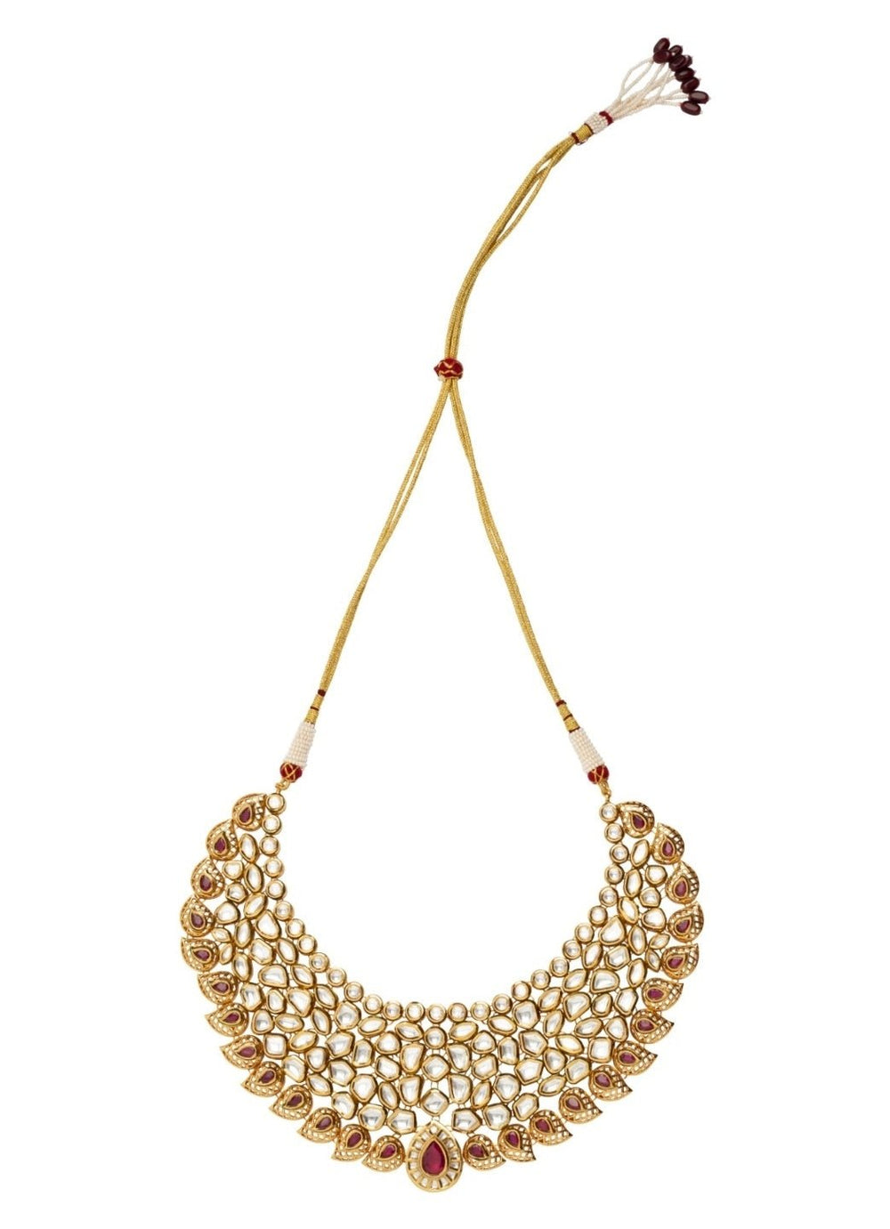 Gold Plated Beads And Kundan Polki Necklace Set Vivinia by Vidhi Mehra - Fabilicious Fashion