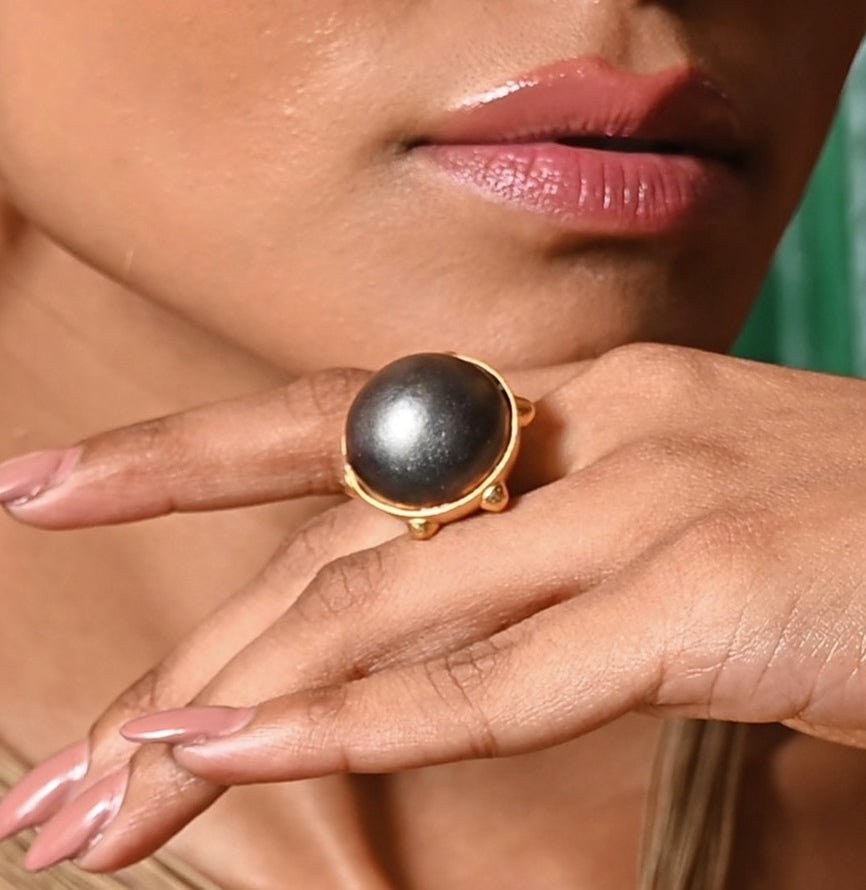 Gold Plated Bold Statement Ring Zaza By Somya - Fabilicious Fashion
