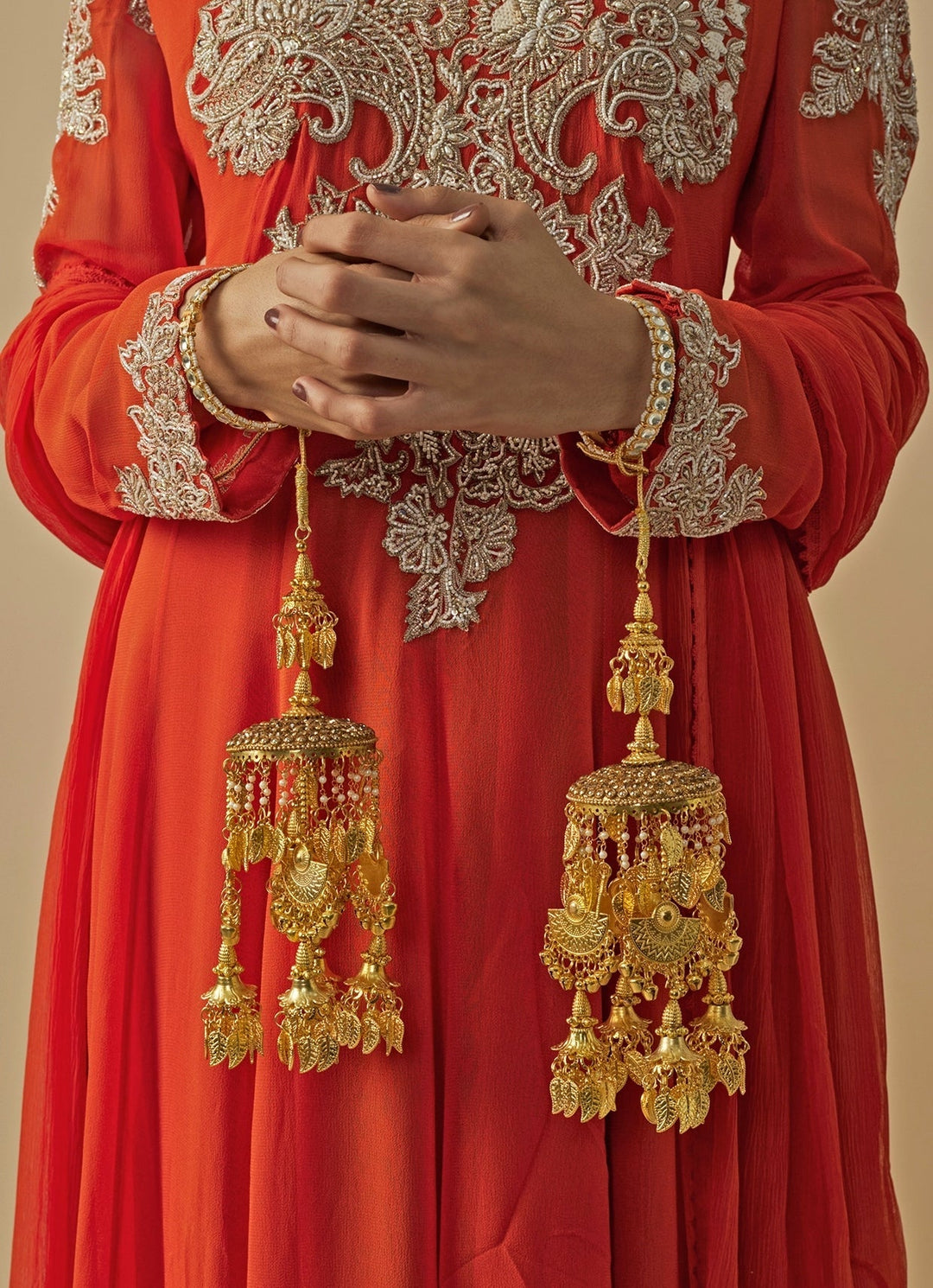 Gold Plated Bridal Floral Kaleeras Vivinia by Vidhi Mehra - Fabilicious Fashion