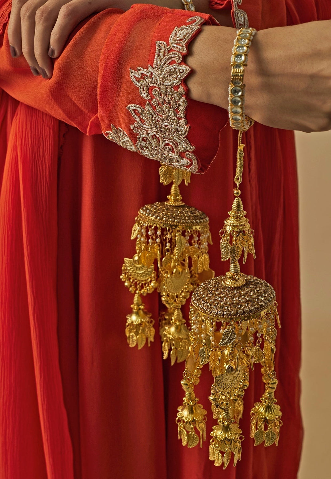 Gold Plated Bridal Floral Kaleeras Vivinia by Vidhi Mehra - Fabilicious Fashion
