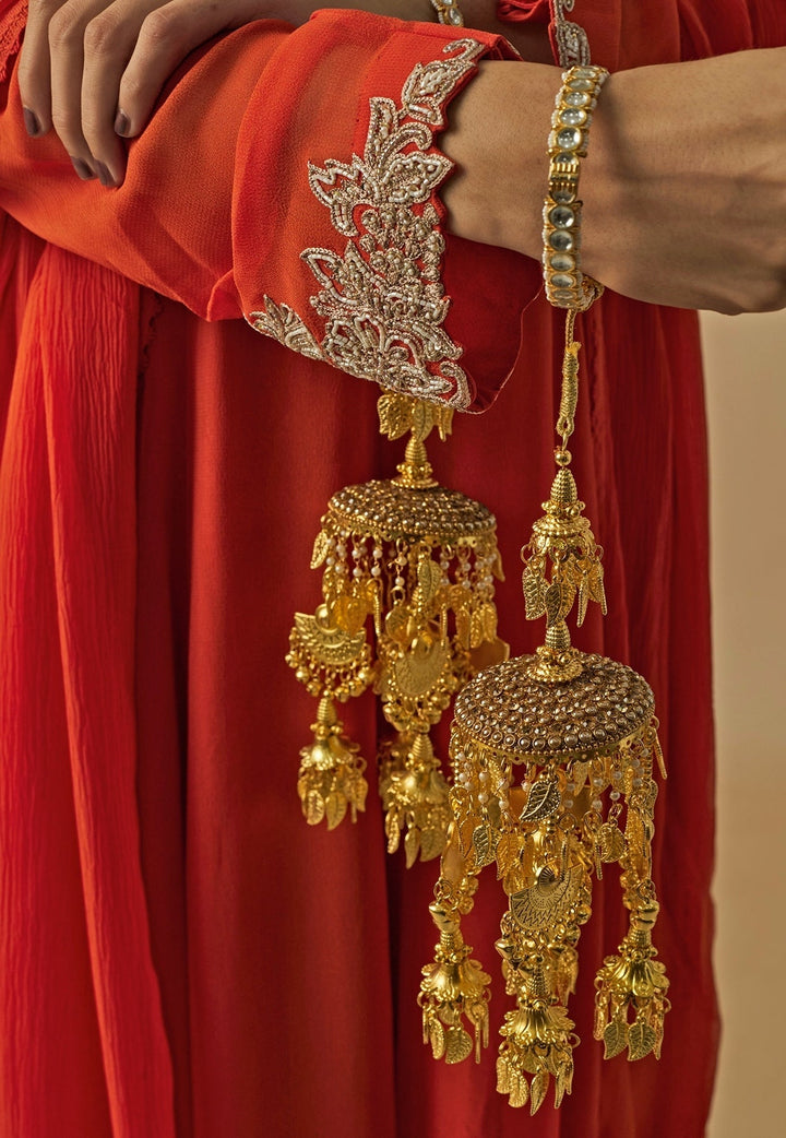 Gold Plated Bridal Floral Kaleeras Vivinia by Vidhi Mehra - Fabilicious Fashion