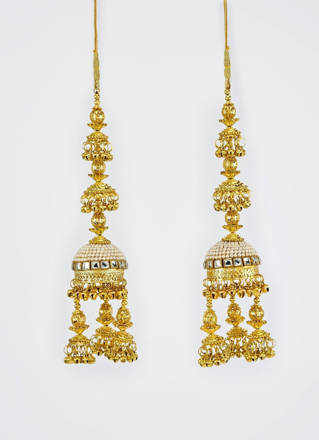 Gold Plated Bridal Kaleeras With Jhumka Hangings Vivinia by Vidhi Mehra - Fabilicious Fashion