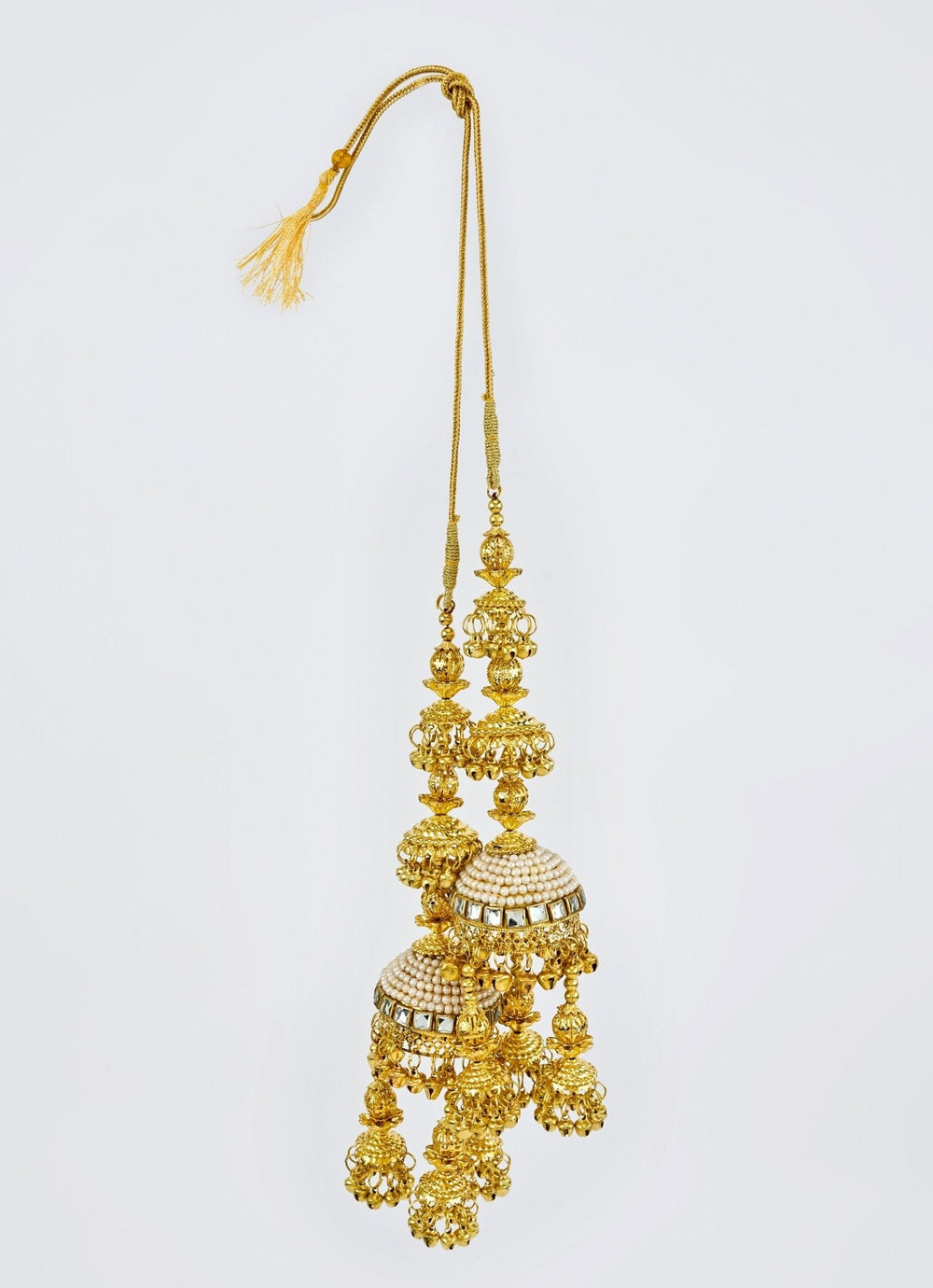 Gold Plated Bridal Kaleeras With Jhumka Hangings Vivinia by Vidhi Mehra - Fabilicious Fashion