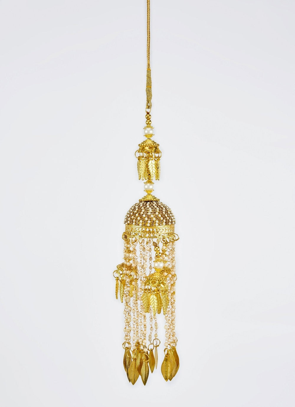 Gold Plated Bridal Kaleeras With Leaf Hangings Vivinia by Vidhi Mehra - Fabilicious Fashion