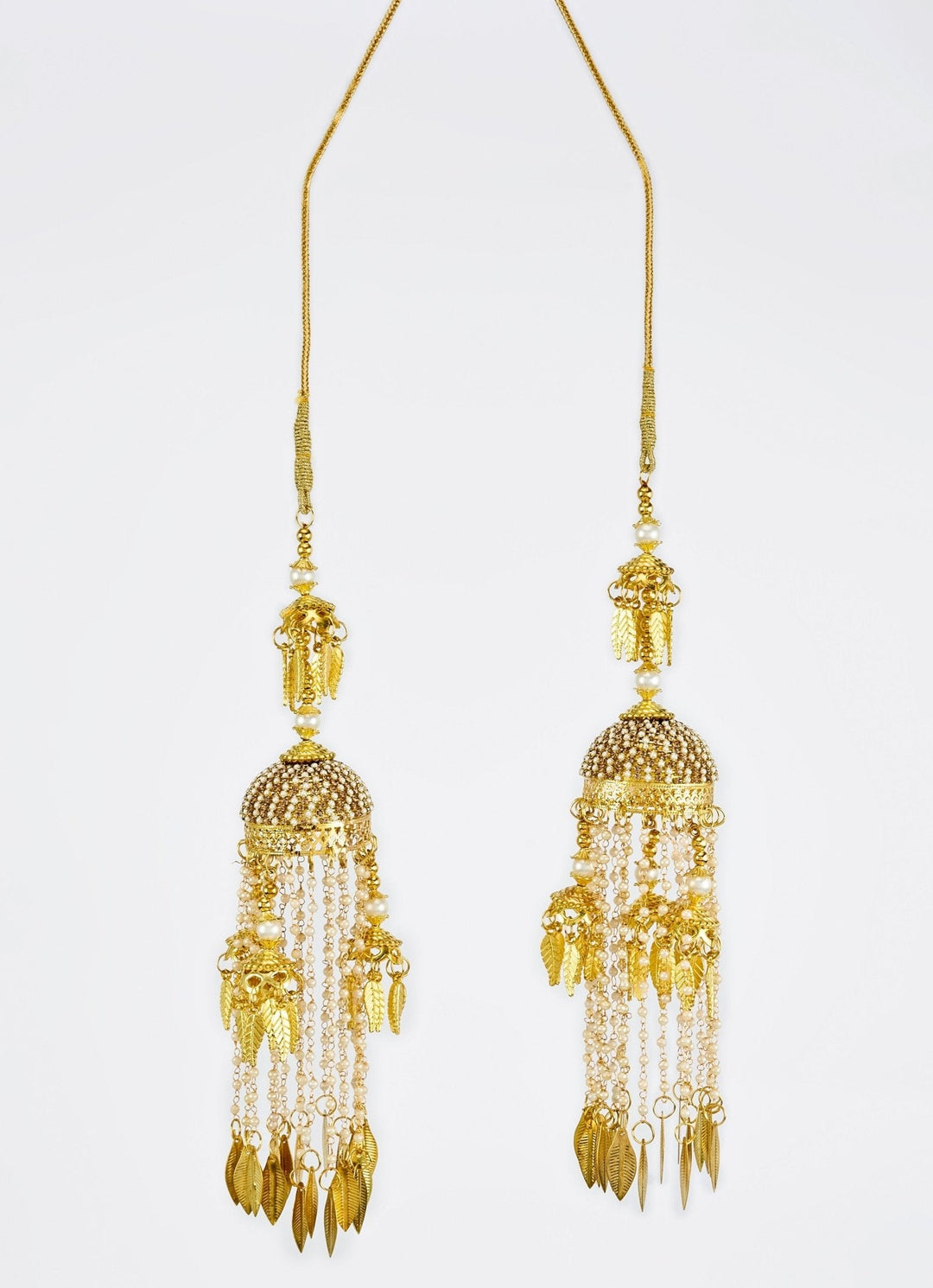 Gold Plated Bridal Kaleeras With Leaf Hangings Vivinia by Vidhi Mehra - Fabilicious Fashion