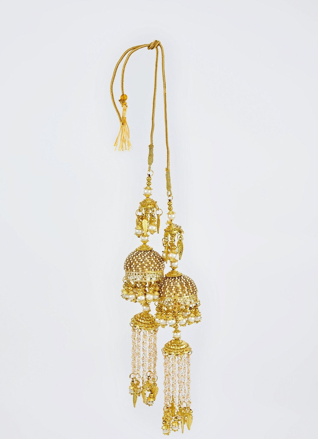 Gold Plated Bridal Kaleeras With Pearl Hangings Vivinia by Vidhi Mehra - Fabilicious Fashion