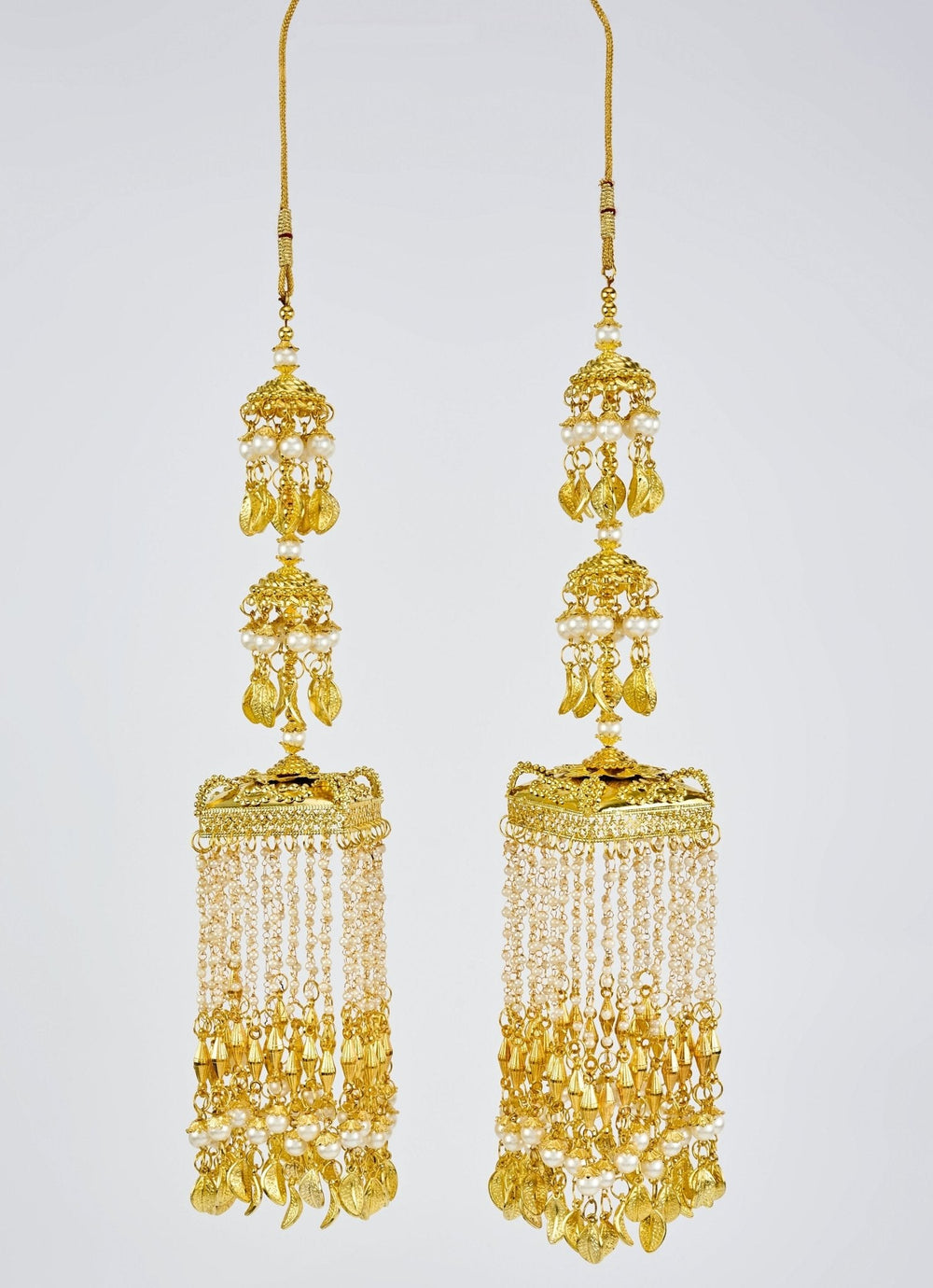Gold Plated Bridal Kaleeras With Pearl Hangings Vivinia by Vidhi Mehra - Fabilicious Fashion