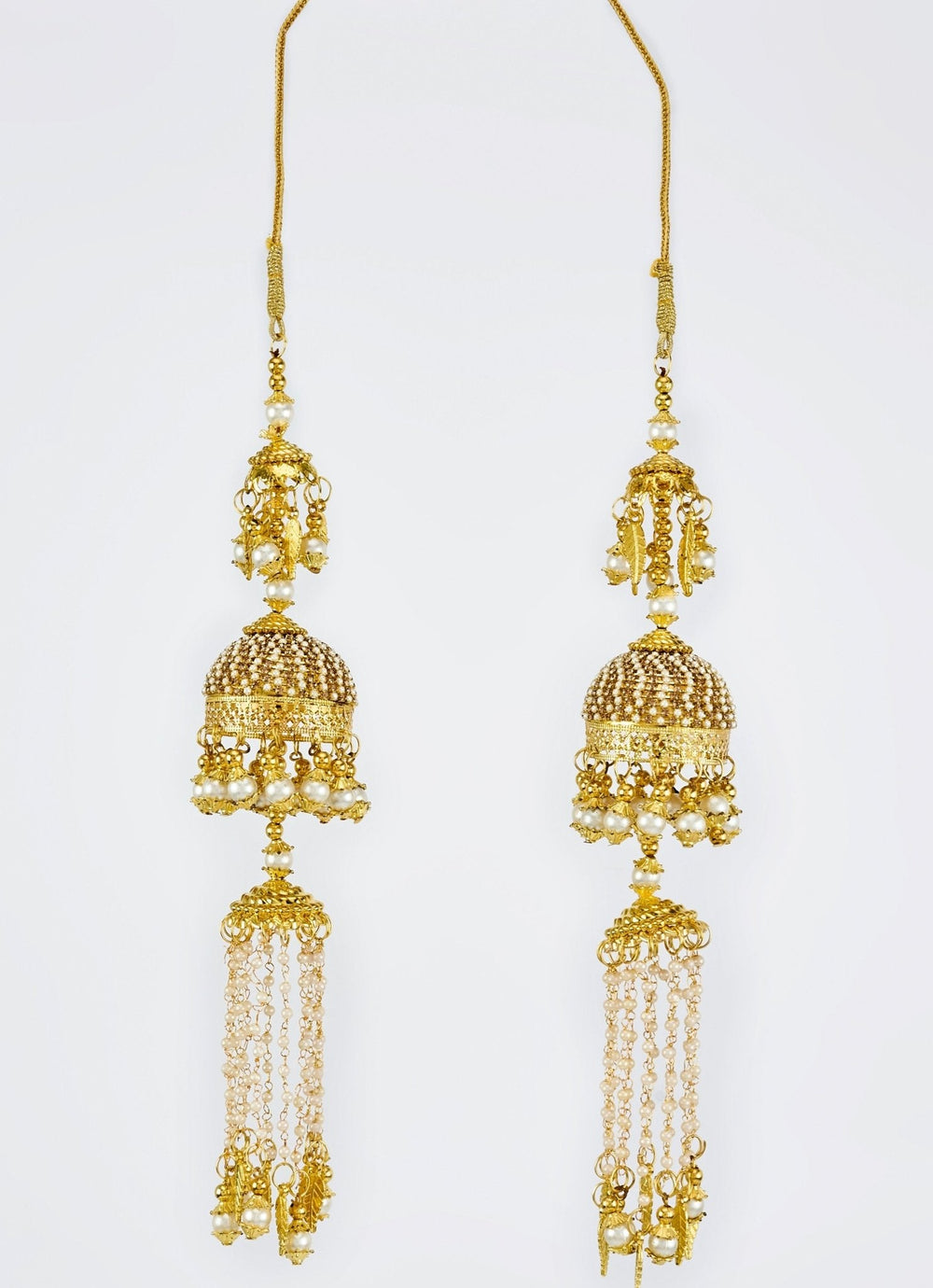 Gold Plated Bridal Kaleeras With Pearl Hangings Vivinia by Vidhi Mehra - Fabilicious Fashion