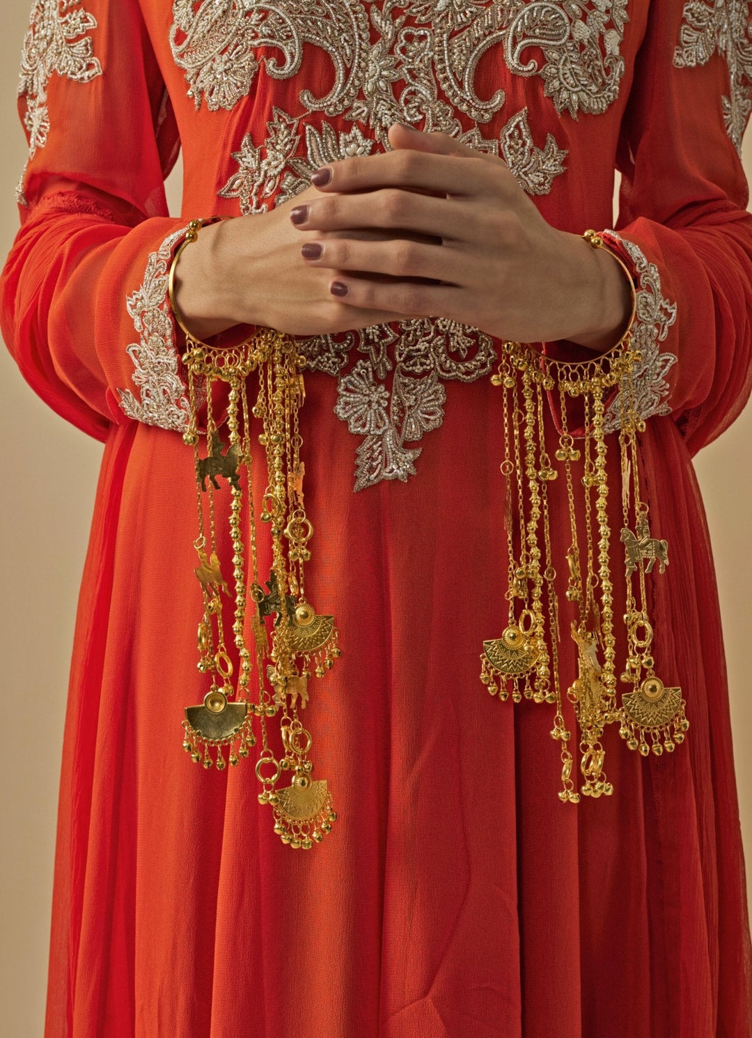 Gold Plated Bridal Kaleeras Vivinia by Vidhi Mehra - Fabilicious Fashion