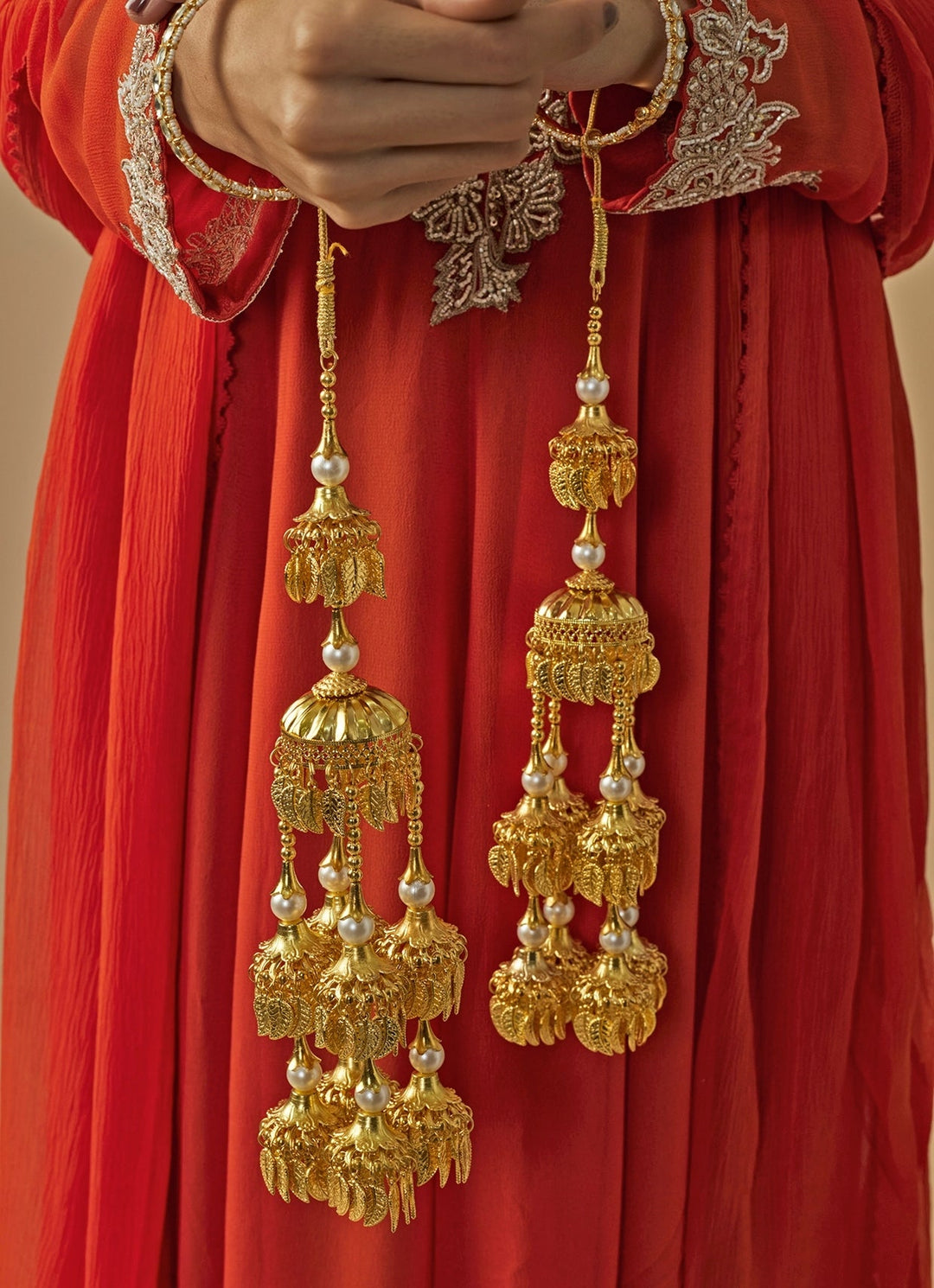 Gold Plated Bridal Kaleeras Vivinia by Vidhi Mehra - Fabilicious Fashion