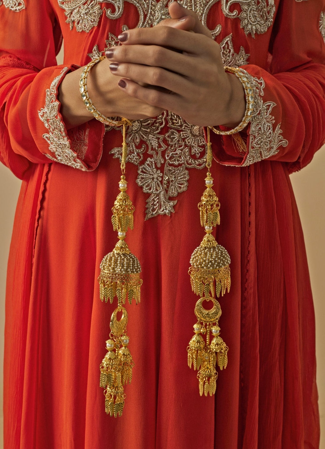 Gold Plated Bridal Kaleeras Vivinia by Vidhi Mehra - Fabilicious Fashion