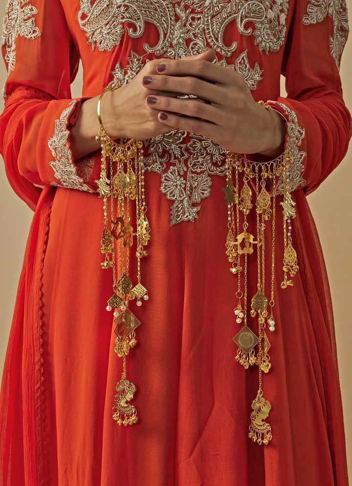 Gold Plated Bridal KaleerasWith Small Pearl Hangings Vivinia by Vidhi Mehra - Fabilicious Fashion