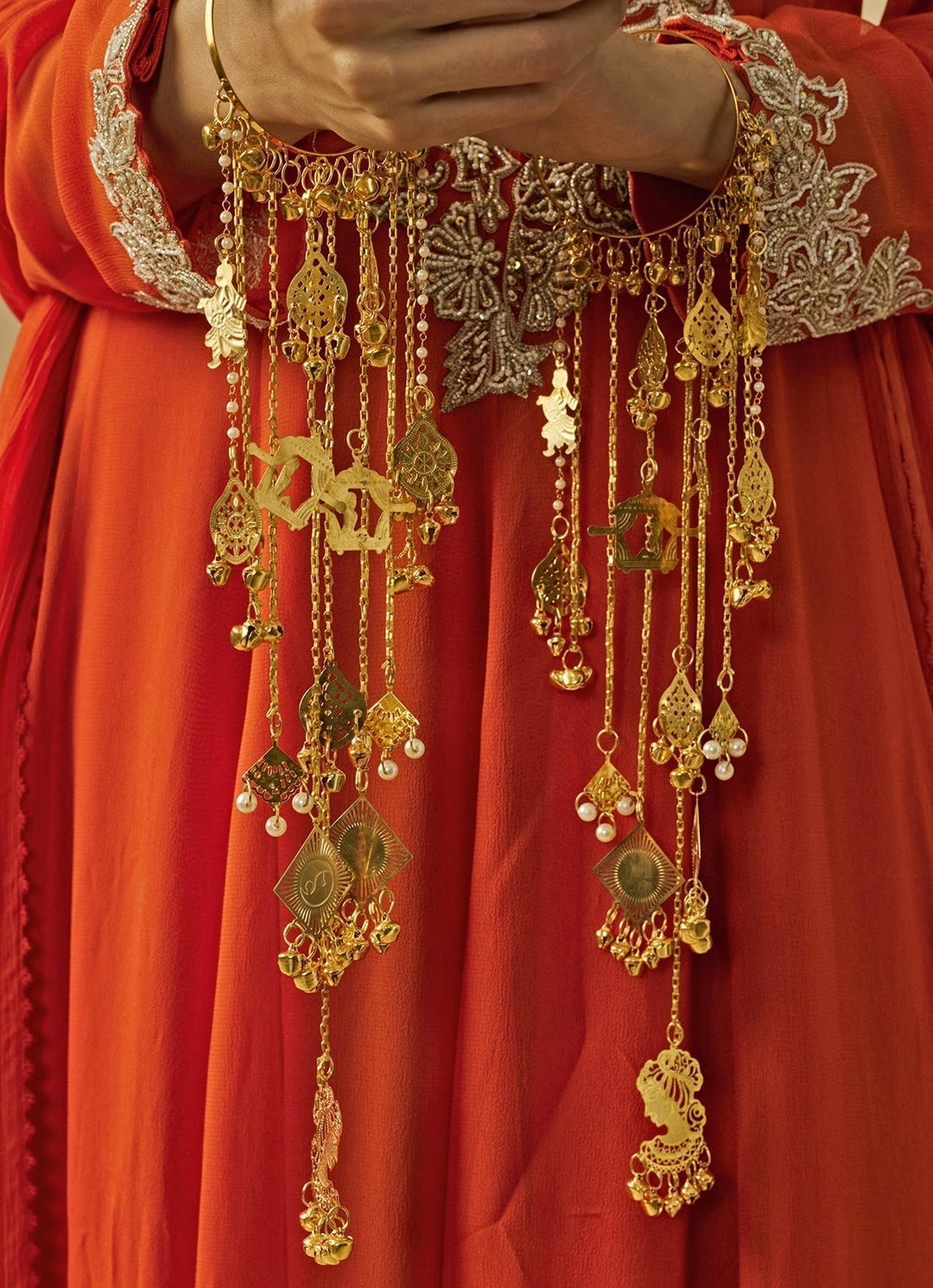 Gold Plated Bridal KaleerasWith Small Pearl Hangings Vivinia by Vidhi Mehra - Fabilicious Fashion
