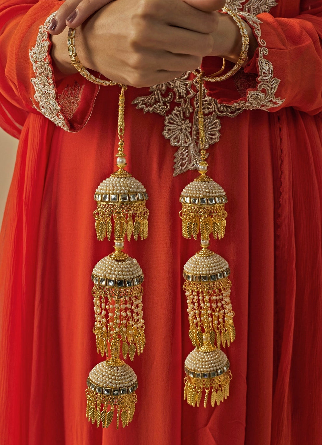 Gold Plated Bridal Layered Kaleeras Vivinia by Vidhi Mehra - Fabilicious Fashion