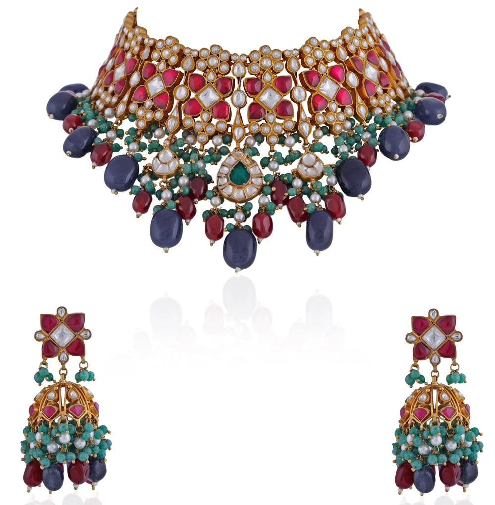 Gold Plated Bridal Necklace Set Riana by Shikha Jindal - Fabilicious Fashion