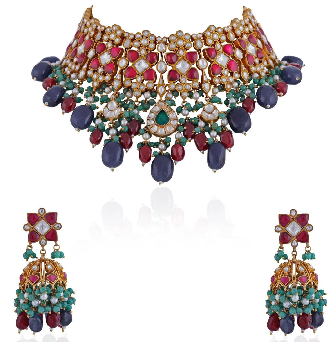 Gold Plated Bridal Necklace Set Riana by Shikha Jindal - Fabilicious Fashion
