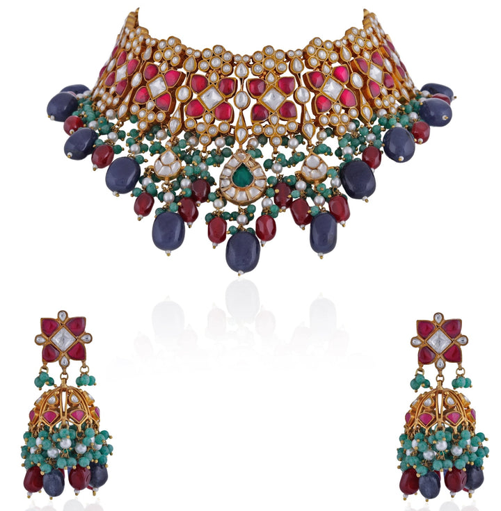 Gold Plated Bridal Necklace Set Riana by Shikha Jindal - Fabilicious Fashion