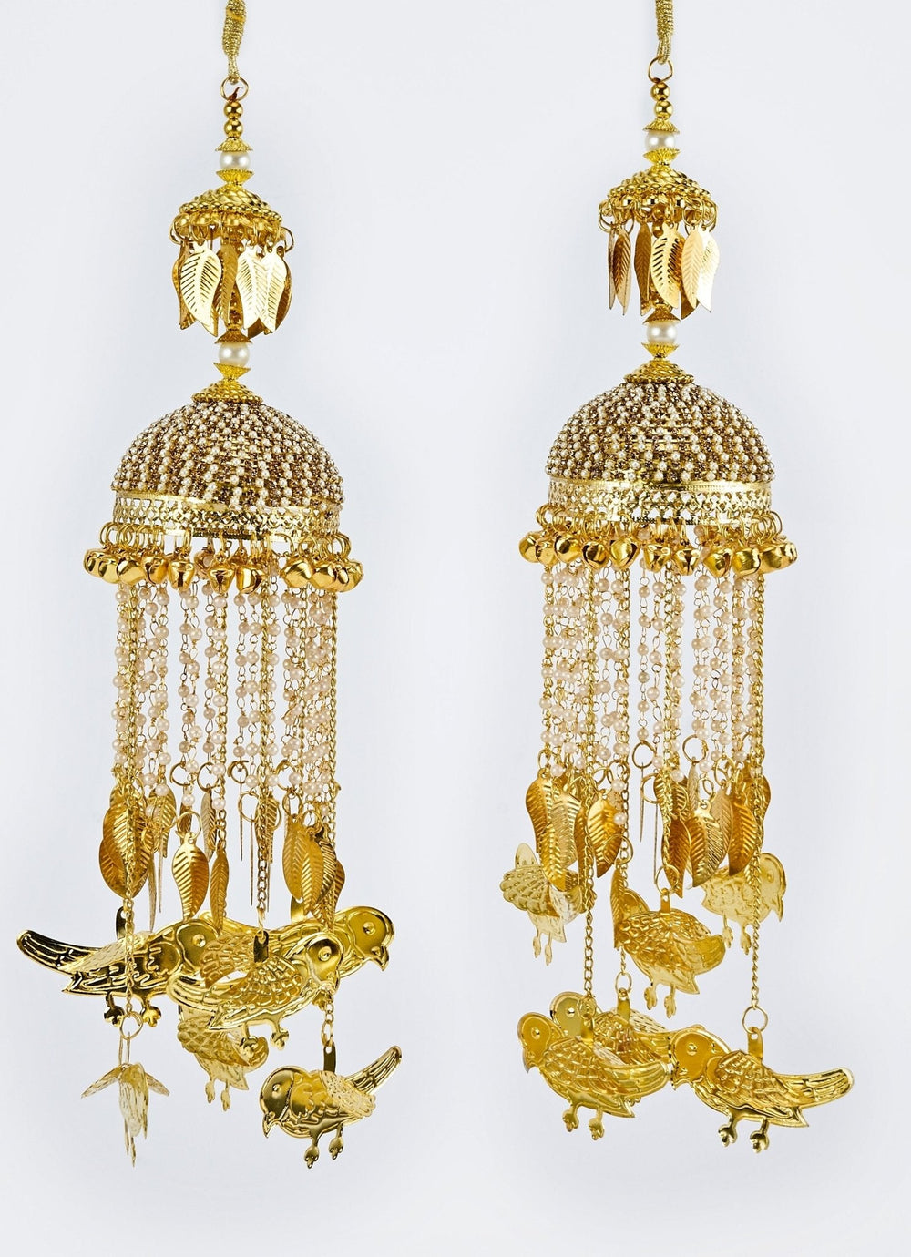 Gold Plated Bridal Pearl String Bird Kaleeras Vivinia by Vidhi Mehra - Fabilicious Fashion