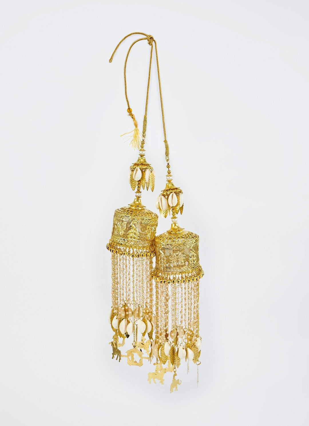 Gold Plated Bridal Pearl String Shell Kaleeras Vivinia by Vidhi Mehra - Fabilicious Fashion