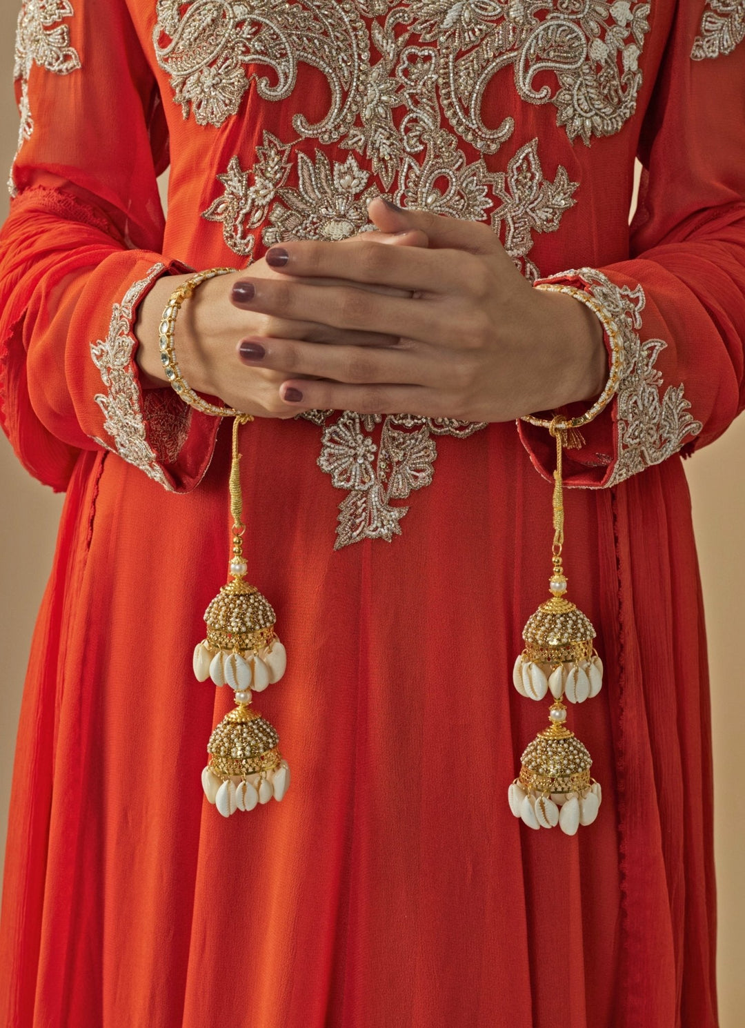 Gold Plated Bridal Seashell Kaleeras Vivinia by Vidhi Mehra - Fabilicious Fashion