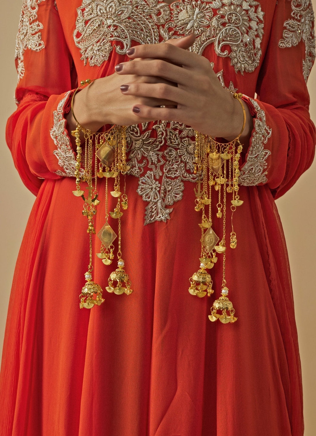 Gold Plated Bridal Sparkling Kaleeras Vivinia by Vidhi Mehra - Fabilicious Fashion