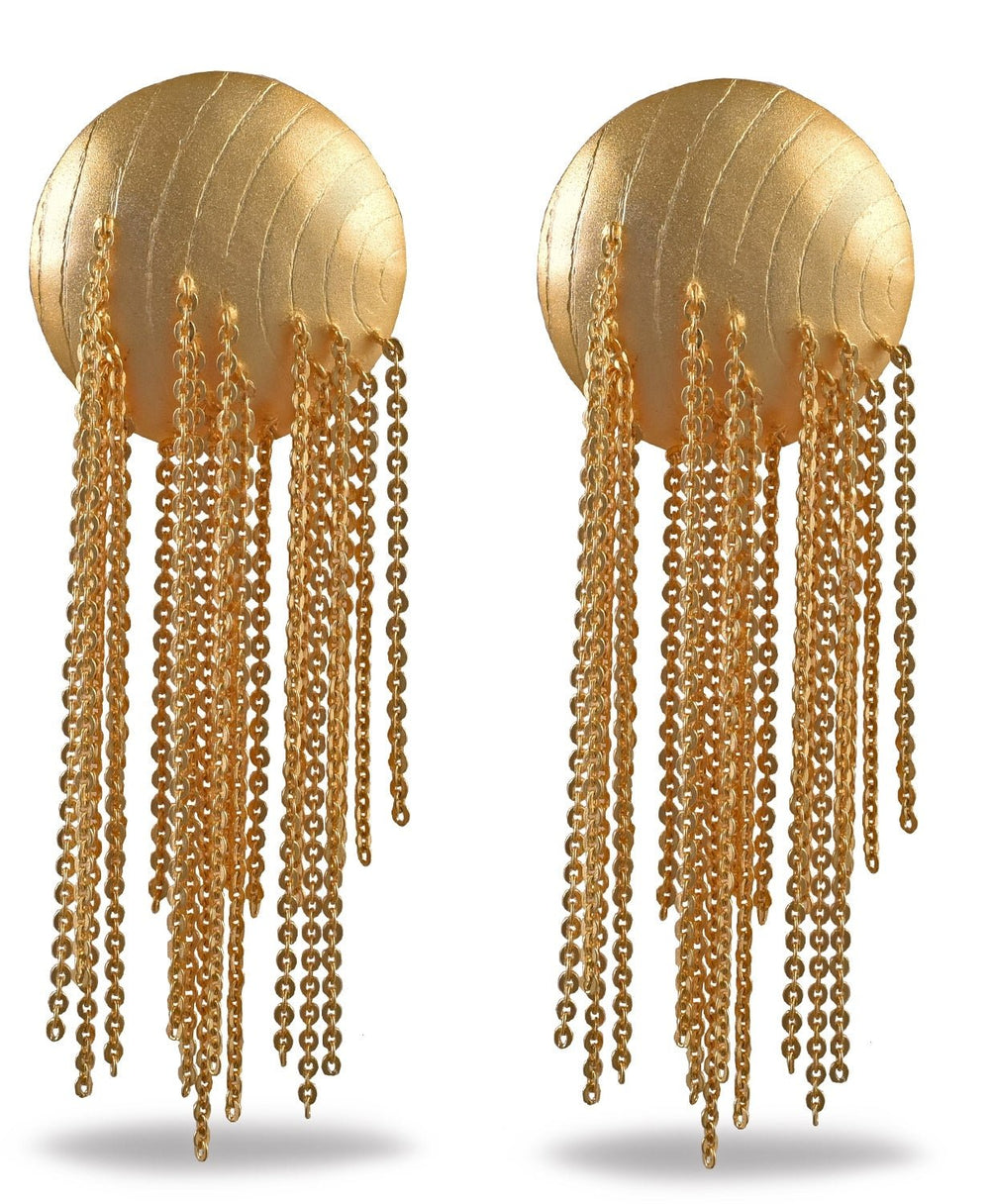 Gold Plated Chain Dangling Earrings Zaza By Somya - Fabilicious Fashion