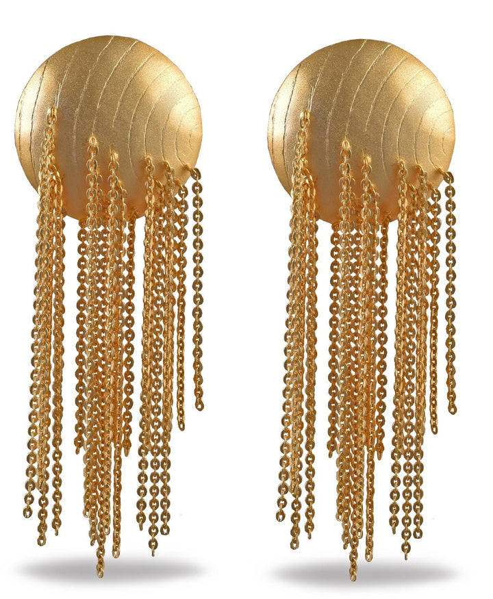 Gold Plated Chain Dangling Earrings Zaza By Somya - Fabilicious Fashion