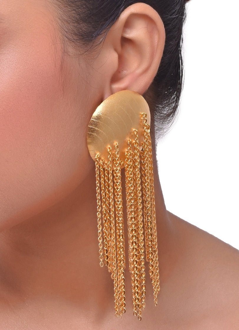Gold Plated Chain Dangling Earrings Zaza By Somya - Fabilicious Fashion