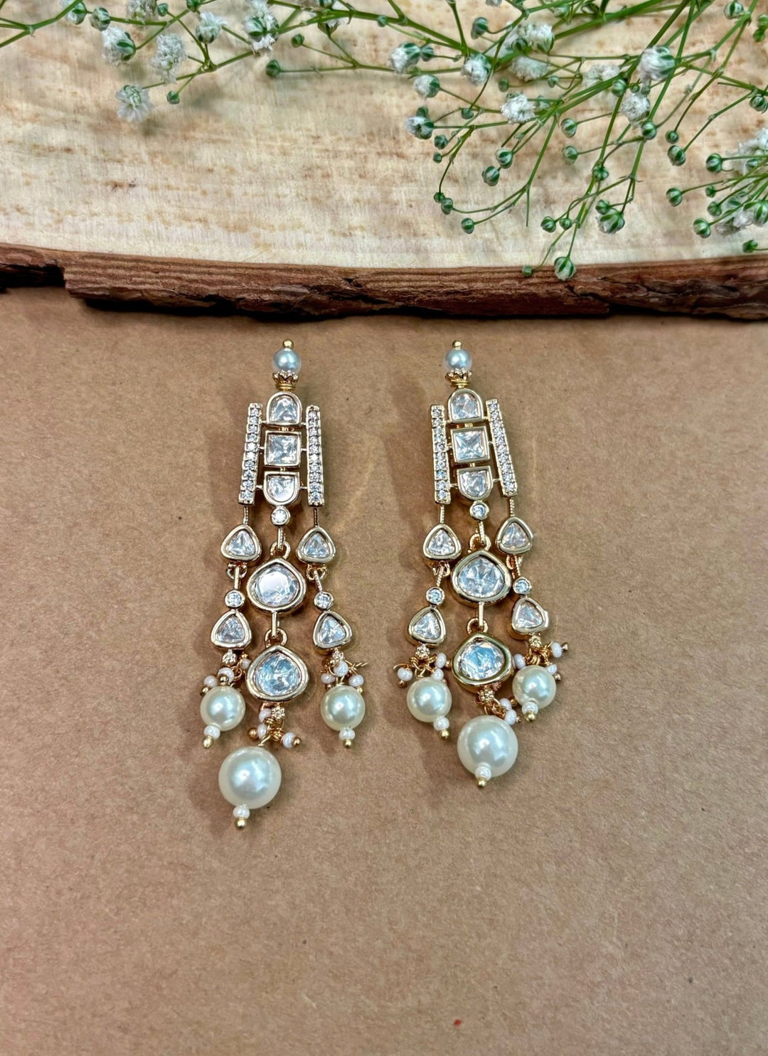 Naymee Gold Plated Classic Polki Dangler EarringsFabilicious Fashion