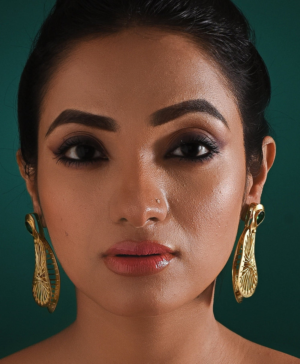 Gold Plated Contemporary Dangling Earrings Zaza By Somya - Fabilicious Fashion