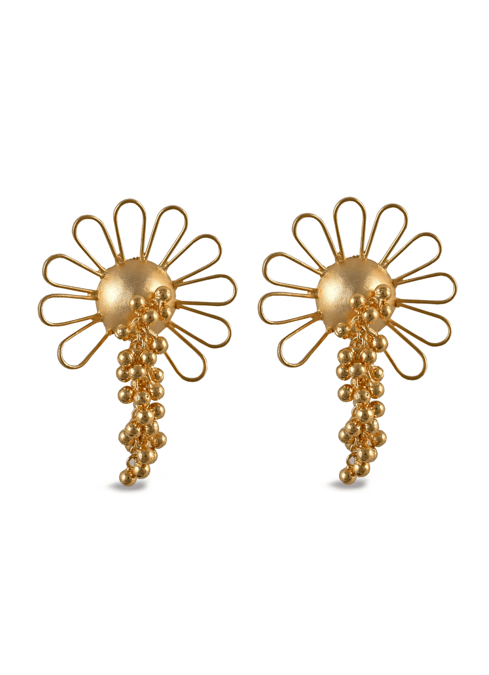Gold Plated Contemporary Floral Stud Earrings Zaza By Somya - Fabilicious Fashion
