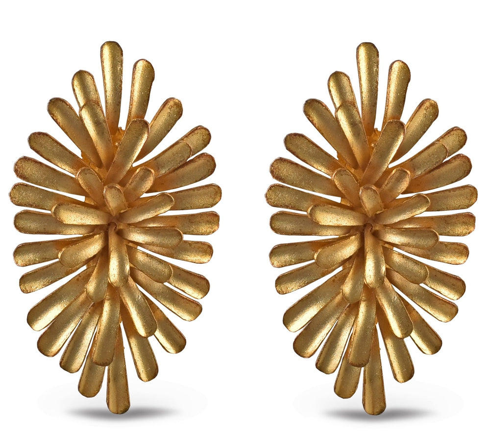 Gold Plated Contemporary Floral Stud Earrings Zaza By Somya - Fabilicious Fashion