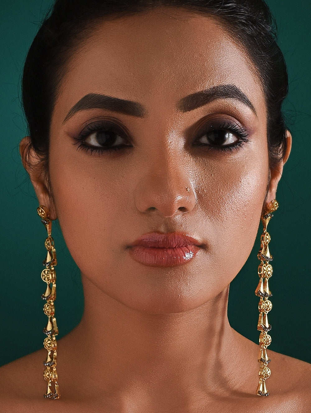 Gold Plated Dangle Earrings Zaza By Somya - Fabilicious Fashion
