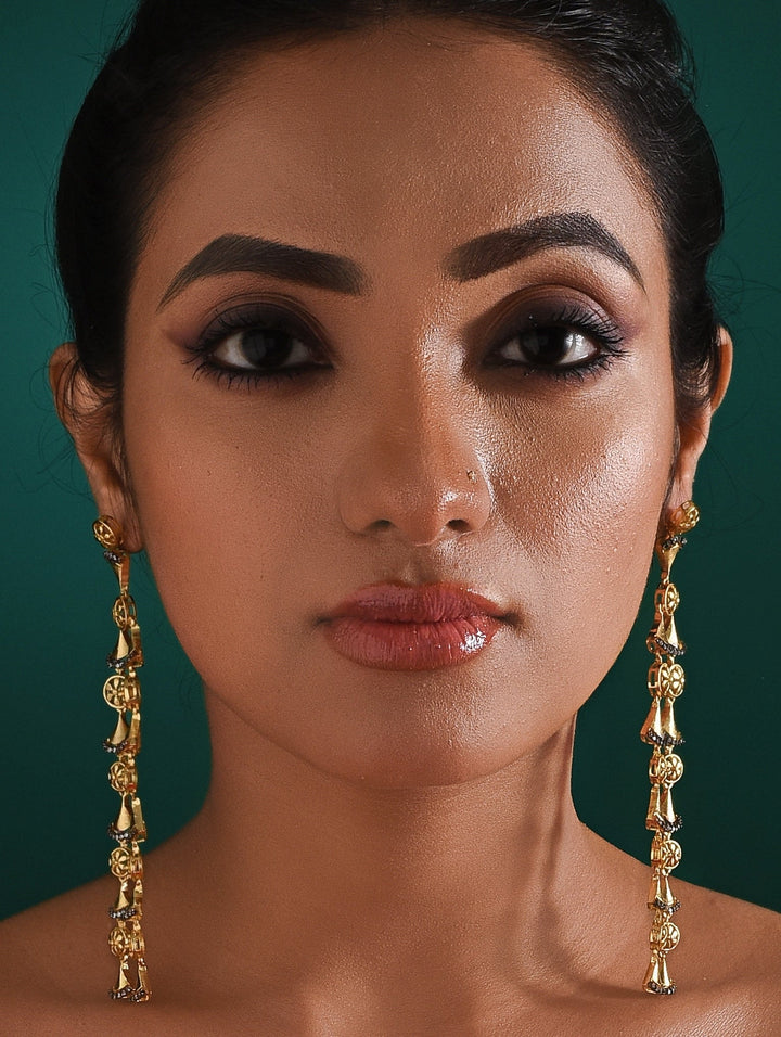 Gold Plated Dangle Earrings Zaza By Somya - Fabilicious Fashion
