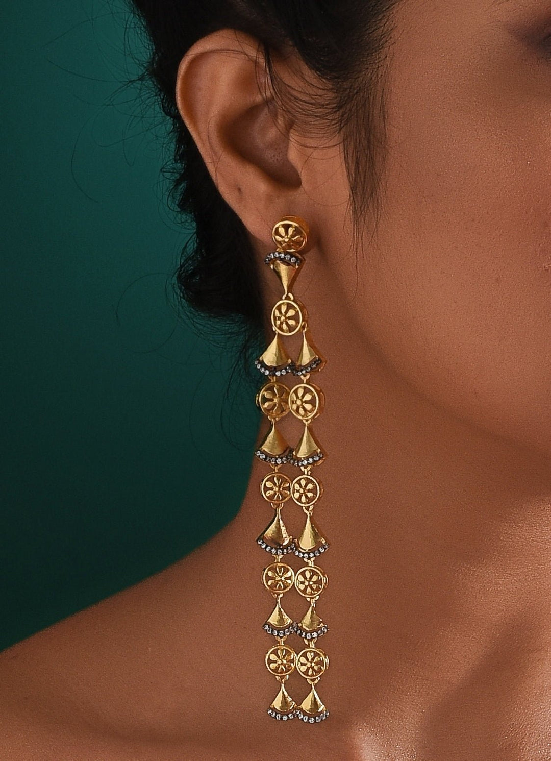Gold Plated Dangle Earrings Zaza By Somya - Fabilicious Fashion