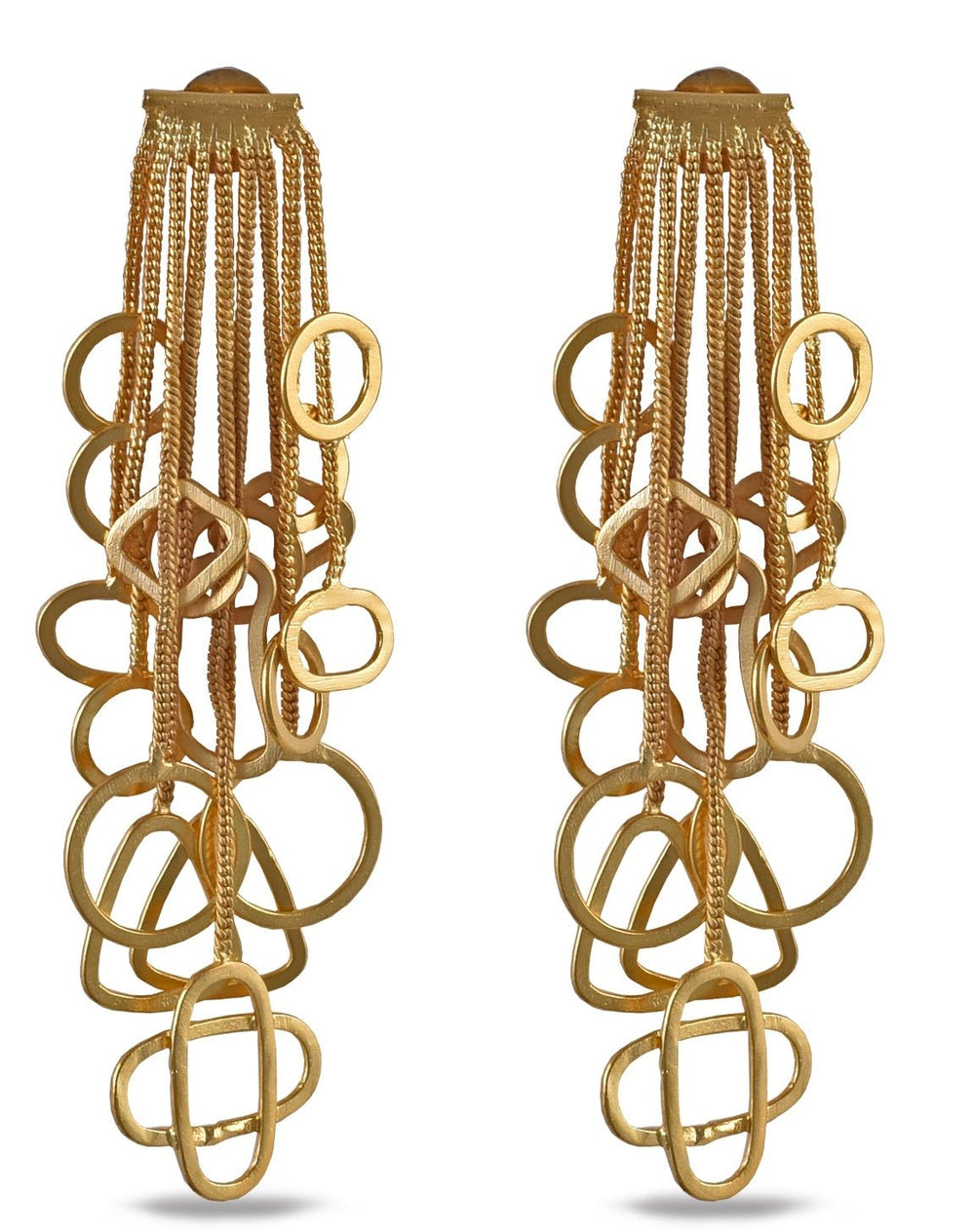 Gold Plated Dangling Earrings with Chain Hangings Zaza By Somya - Fabilicious Fashion
